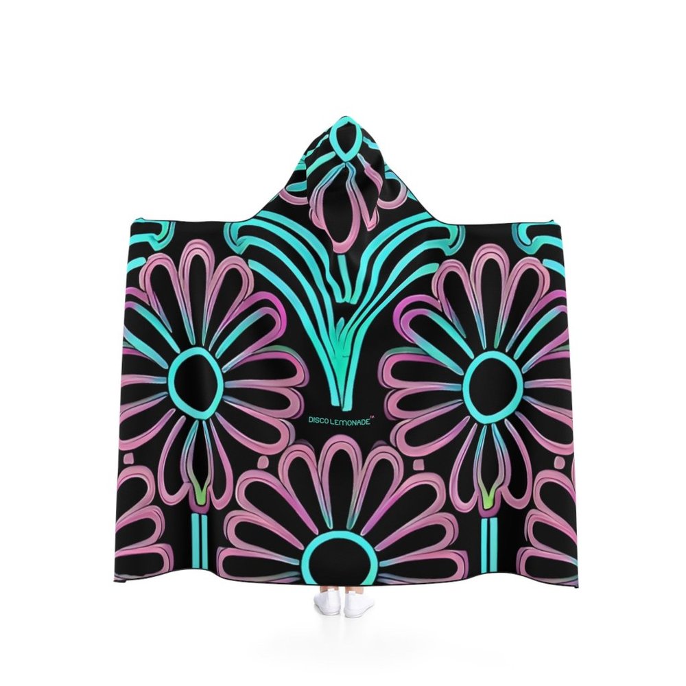 DISCO LEMONADE Original Neon Daisy Hooded Blanket, Cloak, Rave Blanket, Uv, Led,